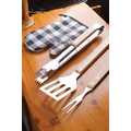 4 Piece BBQ Barbecue Set W/ Utensils & Mitt